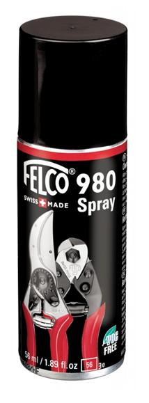 FELCO980 Felco 980 Spray - 56 ml Uitstekende spray voor het onderhouden van uw snoeischaren, snoeitangen en kabeltangen. 
De spray reinigt en smeert de snijkop en beschermt deze tegen roest.

 Felco 980 spray