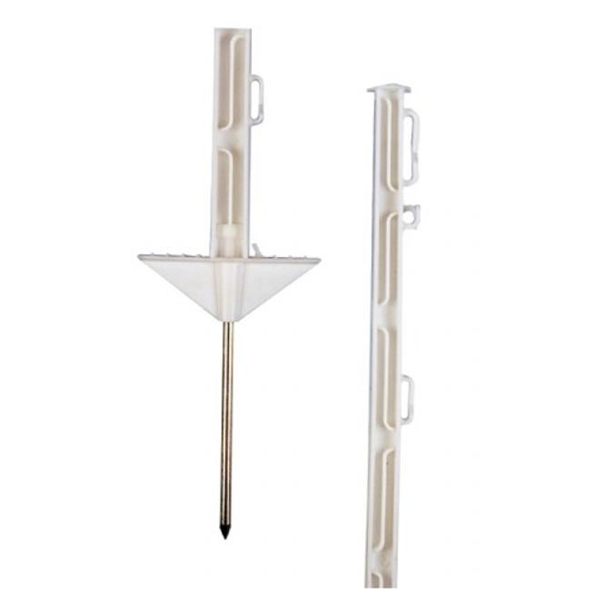 PUL019625 Pulsara Kunststof paal 1,05m wit (10 stuks) Stevige kunststof vario schrikdraadpaal.
Met stevige voet en grondpen, zodat u ze eenvoudig in de grond kunt bevestigen.
De vario schrikdraadpalen zijn 105 centimeter lang (exclusief grondpen).
Uitgerust met 10 draad/linthouders (40 mm) op verschillende hoogtes.
Ideaal voor kalveren, schapen en geiten. Pulsara kunststof paal 019625