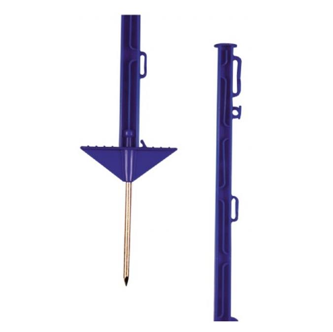 PUL019632 Pulsara Kunststof paal 1,05m blauw (10 stuks) Kunststof afrasteringspalen.
Wilt u een deel van een weiland afzetten om er schapen te laten lopen? Met deze kunststof afrasteringspalen van Pulsara zet u eenvoudig het gewenste gebied af. De set bestaat uit 10 afrasteringspalen, die gemaakt zijn van stevig kunststof. De paaltjes zijn aan de onderzijde voorzien van een stevige voet met een metalen spies, zodat u ze eenvoudig in de grond kunt bevestigen.
 
Zeven draadhouders.
Deze afrasteringspalen zijn 105 centimeter hoog (exclusief grondpen) en zijn uitgerust met zeven draadhouders op verschillende hoogtes. Ze zijn geschikt voor draad, koord en lint van maximaal 20 millimeter. Deze afrasteringspaaltjes kunt u gebruiken voor een omheining. Dat maakt ze geschikt om te gebruiken voor rundvee, schapen en geiten.  Pulsara Kunststof paal 019632