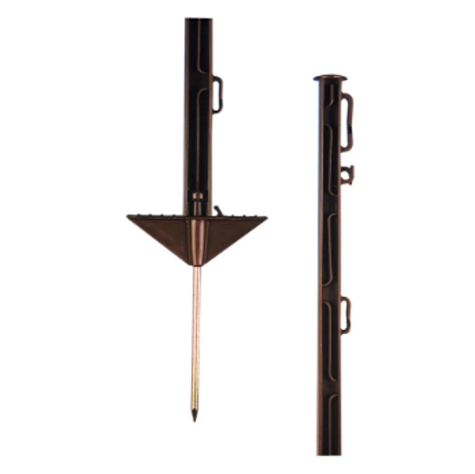 PUL069439 Pulsara Kunststof paal 1,55m groen (10 stuks) Met 14 draadhouders, geschikt voor kunststof draad, koord en lint tot 40mm, per 10 stuks. Pulsara kunststof paal 069439