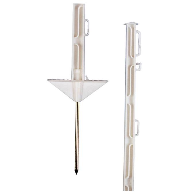 PUL075874 Pulsara Kunststof paal 0,75m wit (10 stuks) Dit is een sterke witte kunstof paal van 0,75m.
Deze paal heeft zes draadhouders voor zowel kunstofdraad, koord als lint tot 40mm. 
Door de dubbele intrap is de paal gemakkelijk te plaatsen. Pulsara kunststof paal 075874