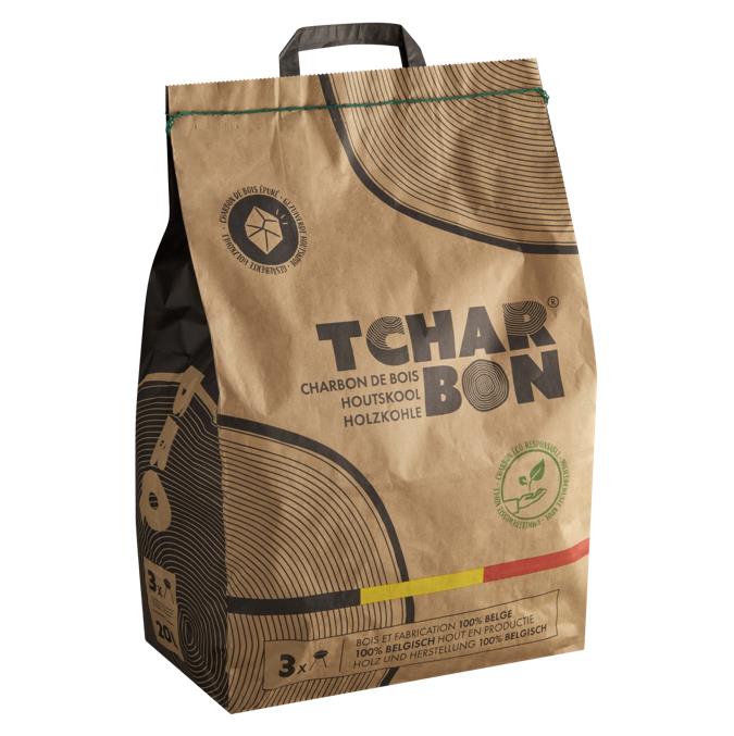 TCHARBON1 Houtskool Tcharbon - 20 L/3 kg 100 % belgisch hout en productie.
Geproduceerd uit hard hout van onze Ardense bossen (vooral eik en beuk). Tcharbon 20 L