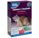BSI64170 Generation pat': pastalokaas rat en muis - BE2011-0011 - 150 g Aantrekkelijk pastalokaas met snelle werking, 100% fataal.
Zakjes van 10 gram.
Perfect geschikt voor vochtige ruimtes.

Gebruik biociden veilig. Lees vóór gebruik eerst het etiket en de productinformatie.
Bescherm het leefmilieu en de volksgezondheid. BSI Genaration pat 64170