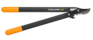 FK1001553 Fiskars Takkenschaar bypass transmissie 58 cm Bypass variant voor een bijzonder grote snoeiprecisie, ook in de punt.
Gebruik in zeer dicht begroeide struiken mogelijk door een kleine opening van de grepen.
Bijzonder geschikt voor het snoeien van fris groen, voor heggen en bomen.
Gewicht: 550 gr.
Lengte: 58 cm.
Takken tot Ø 28 m. Fiskars Takkenschaar