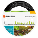 GAR01362-20 Gardena Micro-Drip Druppelbuis bovengronds 4,6 mm (3/16")- 15 m zonder armaturen Rijen planten besproeien en water besparen.

De Druppelbuis wordt gebruikt voor het besproeien van kleinere plantenoppervlakken in de bloemen- of moestuin en van rijen planten. 
De ruimte tussen de druppelaars in de leiding is 30 cm en elke druppelaar voert water aan met een snelheid van 1,5 l/u. Dankzij de innovatieve labyrinttechnologie zijn de druppelaars zelfreinigend. Door de kleine diameter van 4,6 mm (3/16") is de druppelbuis zeer flexibel en gemakkelijk te plaatsen. 
Met het hoofdapparaat in het midden gemonteerd kan de startset art. nr. 1361-20 worden uitgebreid met deze buis; de maximale lengte is 30 meter. 
De druppelbuis wordt zonder aansluitstukken geleverd en heeft een lengte van 15 m.  Druppelbuis bovengronds